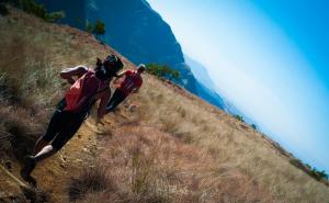 Trail running through the Drakensberg